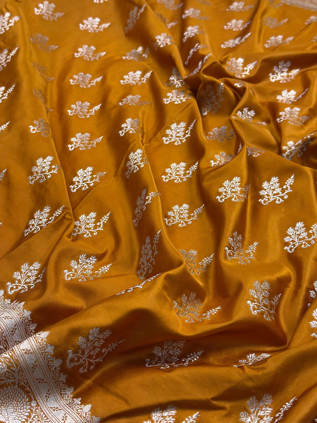 Yellow Mashru Silk Banarasi Saree Woven with Golden Zari