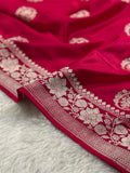 Rani Pink Mashru Silk Banarasi Saree Woven with Golden Zari