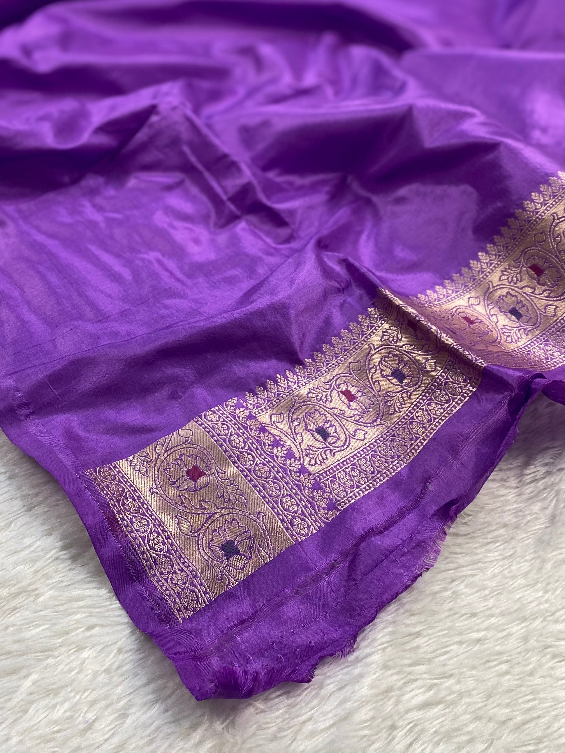Purple Pure Banarasi Silk Saree – Meenakari Jaal | Authentic Banaras