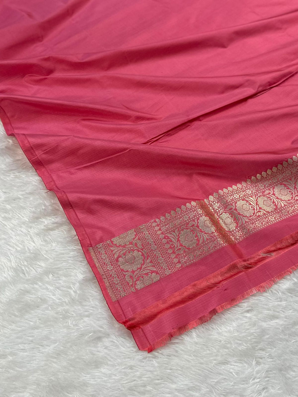 Baby Pink Handwoven Pure katan kadua Banarasi Silk Saree