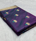 Purple saree with Gold Border and and Meena Buta in Intricate Patterns Mashru Silk Saree