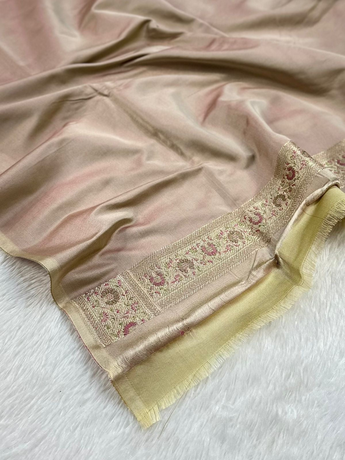 Jamawar Meenedar Buti Satin Katan Silk Banarasi Saree