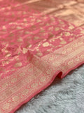 Pure Katan Silk Banarasi Saree in Peach Pink