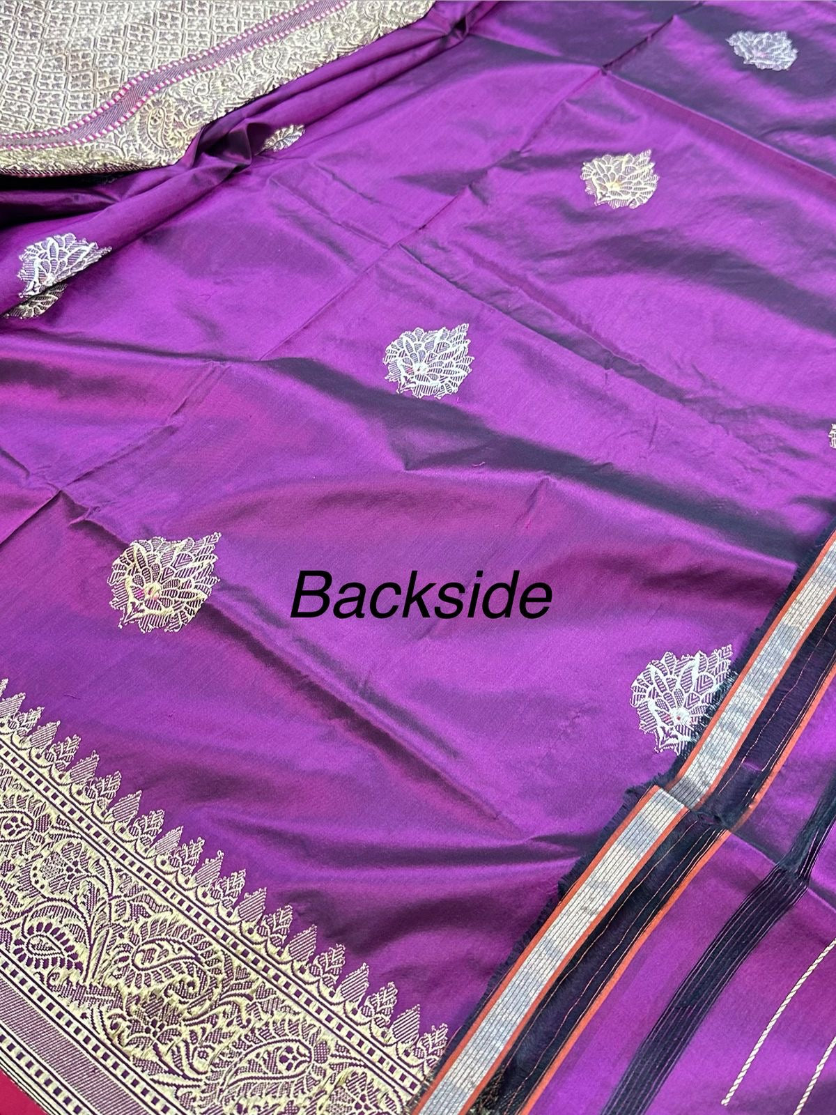 Purple Handwoven Vintage Pure Banarasi Katan Silk Saree – Kadua Weave, Pure Katan Silk