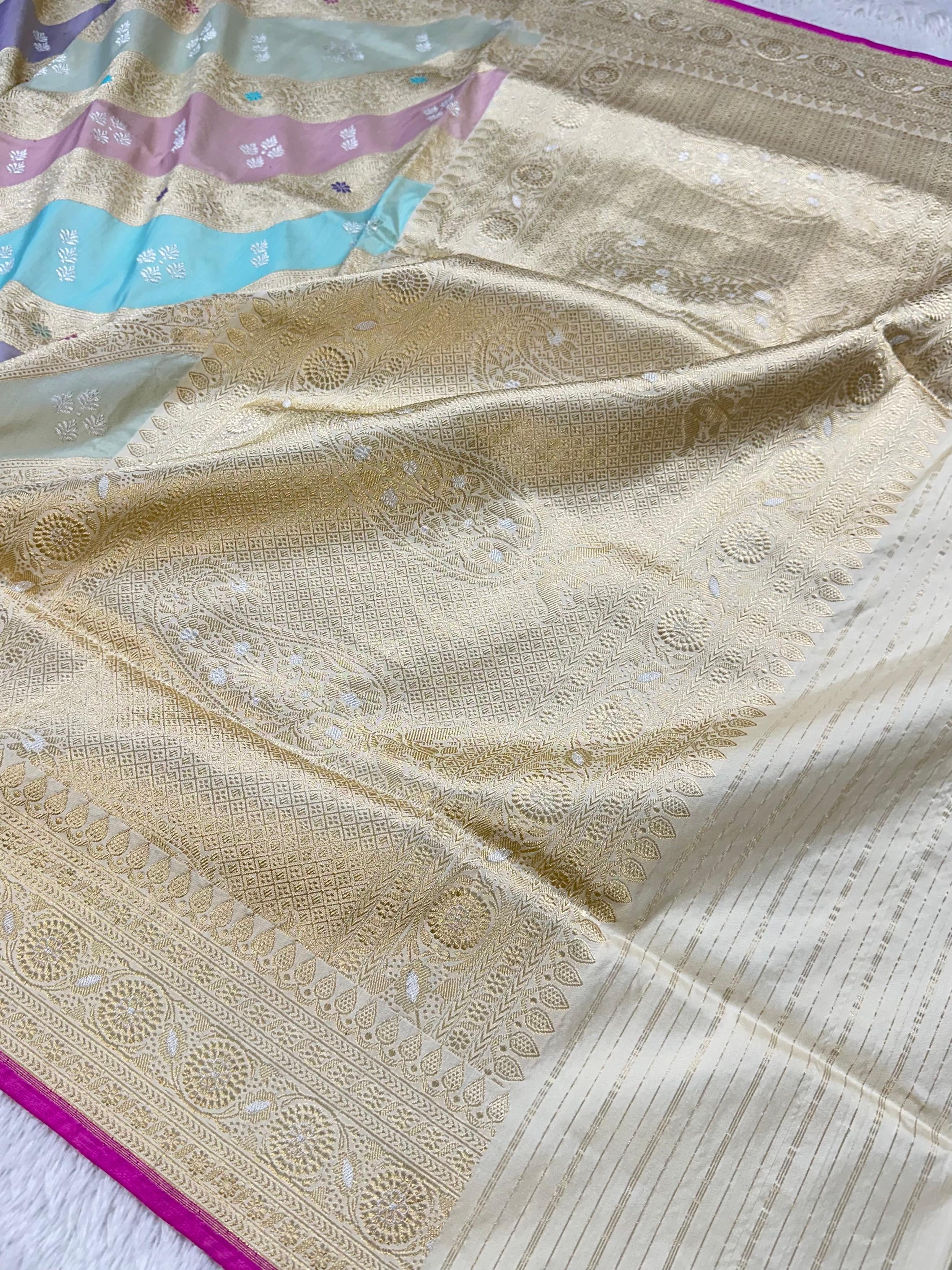 Handwoven Pure Banarasi Rangkaat Silk Saree – Pure Katan Silk | Rangkaat Technique | Luxury Banarasi Saree