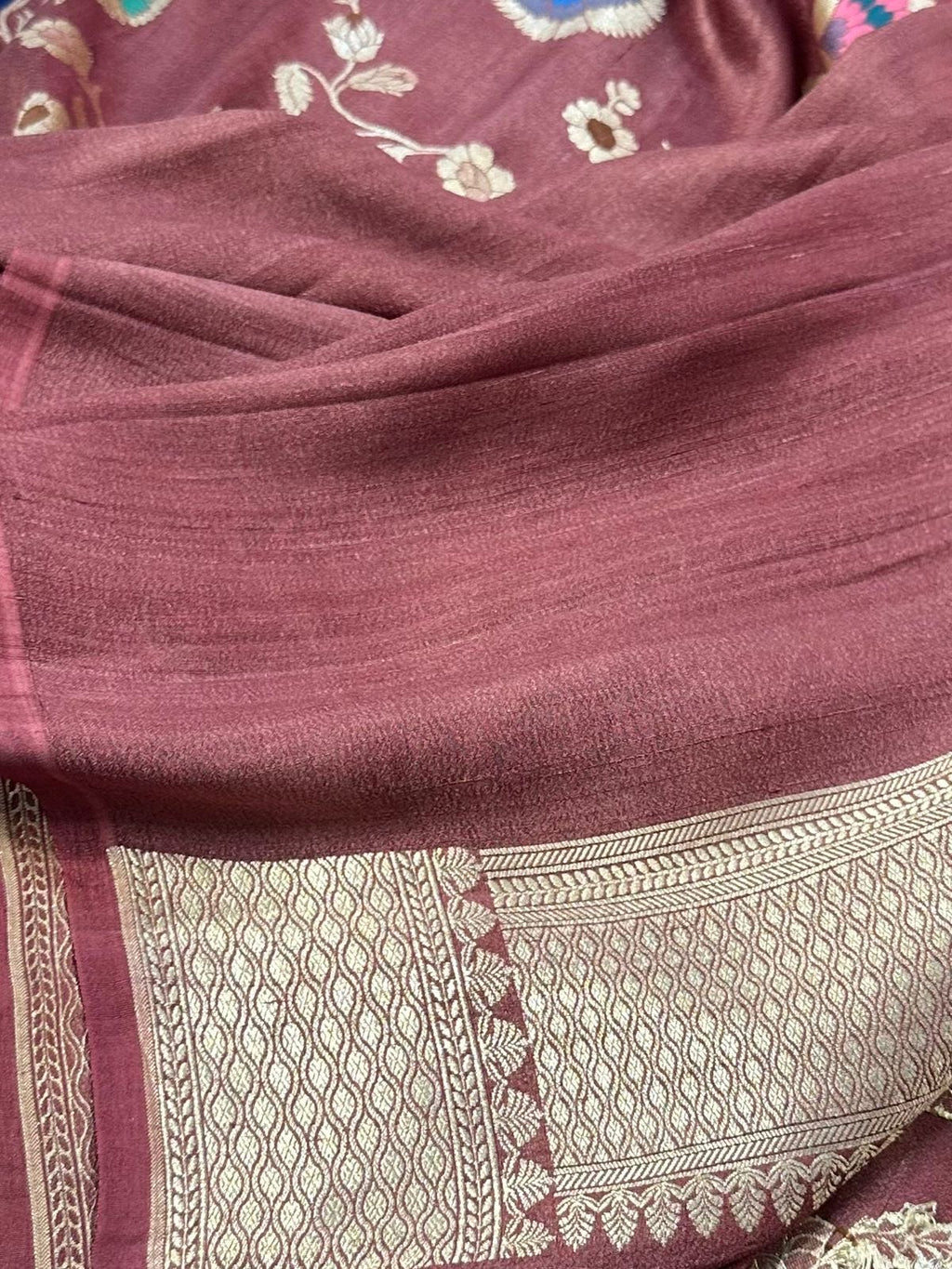 Pure Desi Tussar Baby Pink Meenakari Jangla Pattern