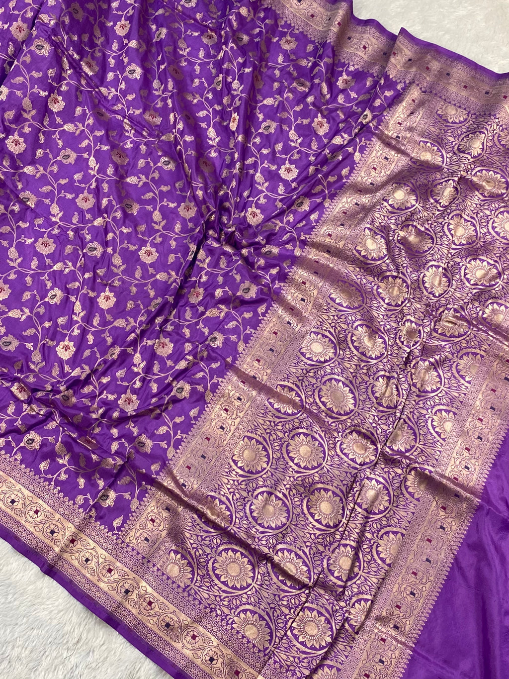 Purple Pure Banarasi Silk Saree – Meenakari Jaal | Authentic Banaras
