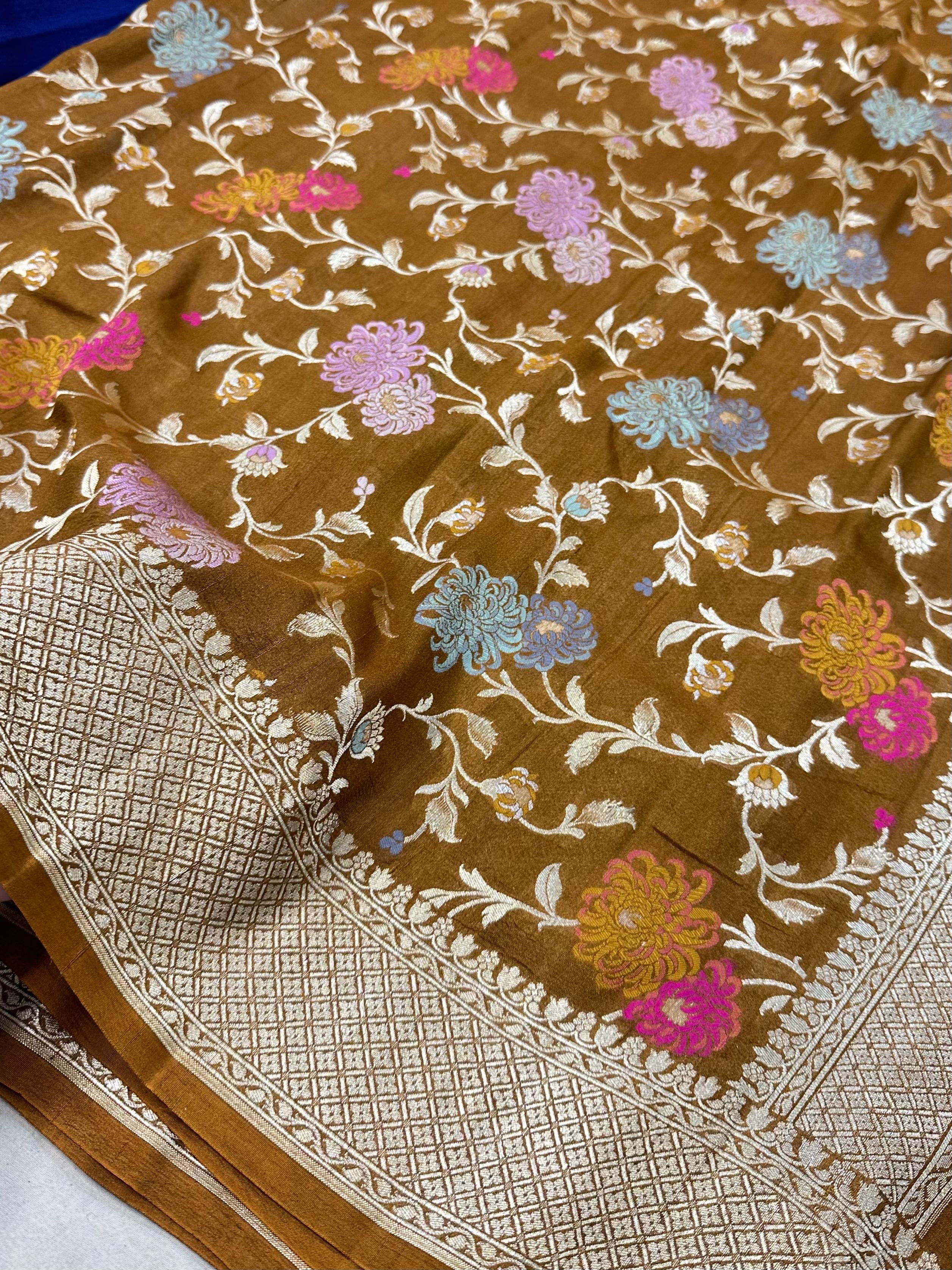 Pure Desi Tussar Meenakari Jangla Pattern
