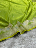 Apple Green Mashru Silk Buti Banarasi saree