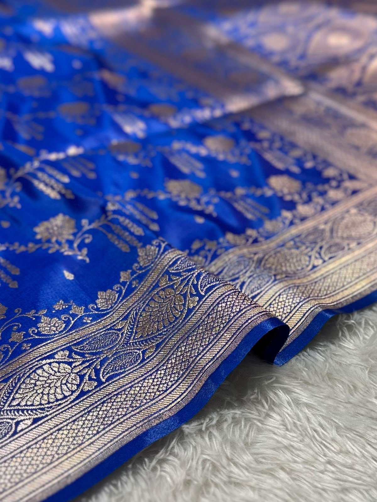 Satin Silk Banarasi Saree in Royal Blue