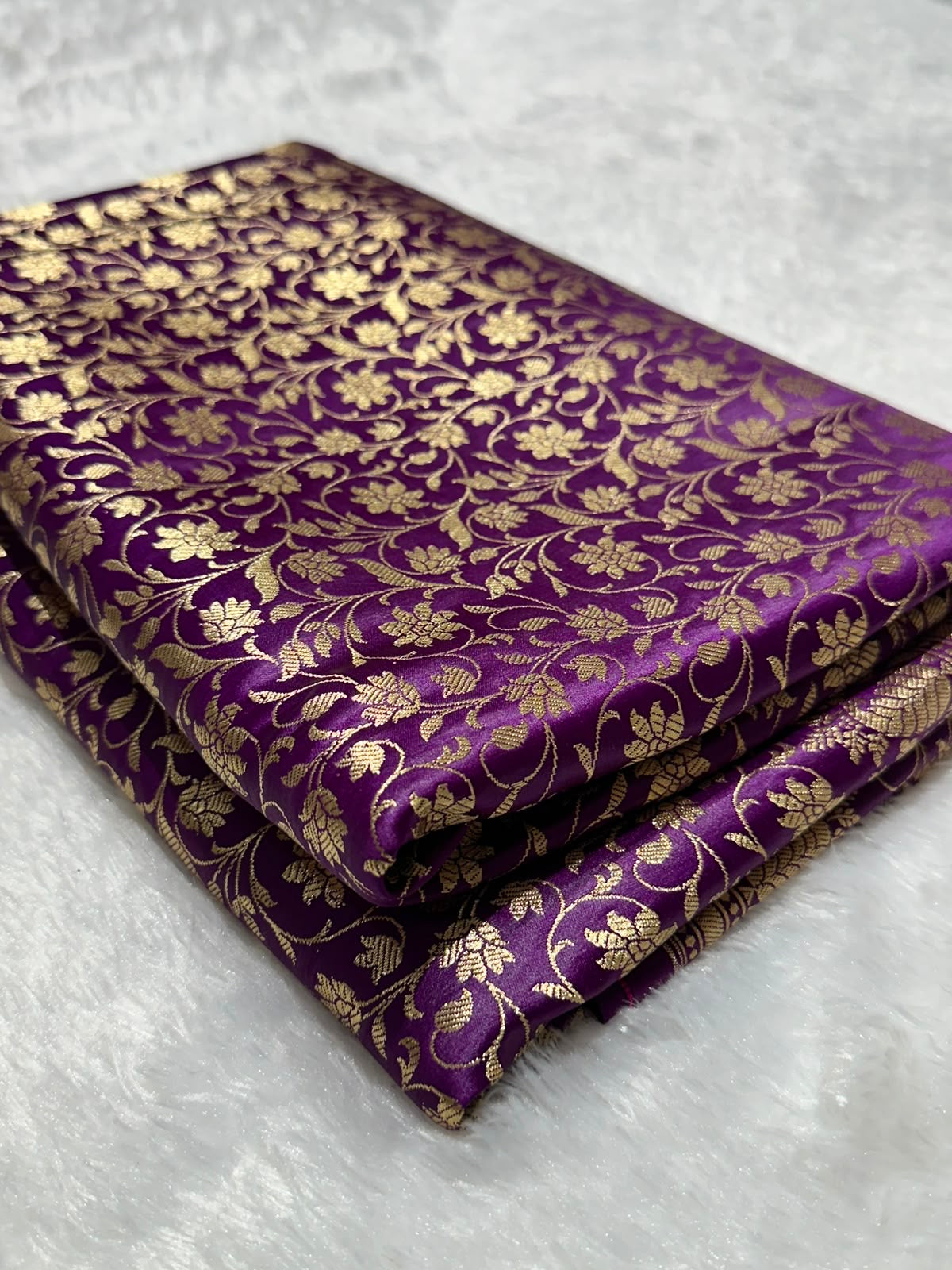 Mashru Banarasi Silk Saree in Purple Floral Brocade