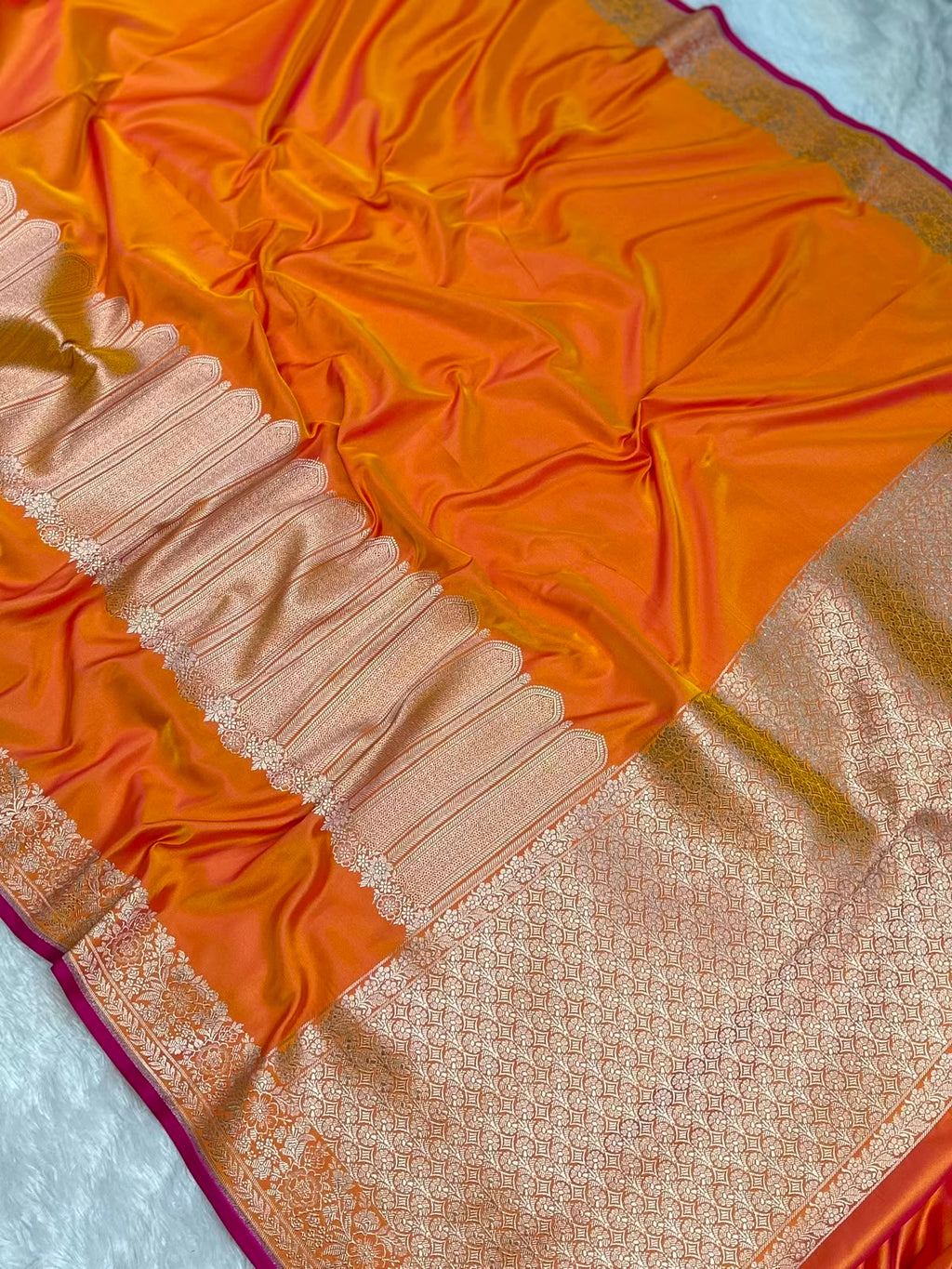 Mustard Yellow Mashru Silk In Mehrab Body
