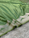Sage Green Mashru Silk Banarasi Saree