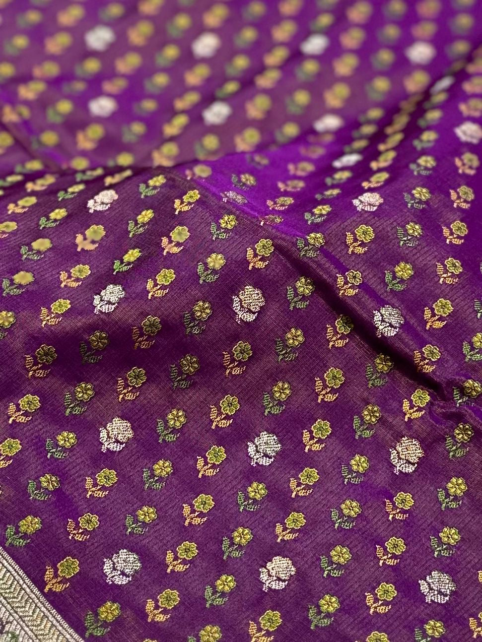 Jamawar Pattern Meenedar Buti Satin Katan Silk Banarasi Saree