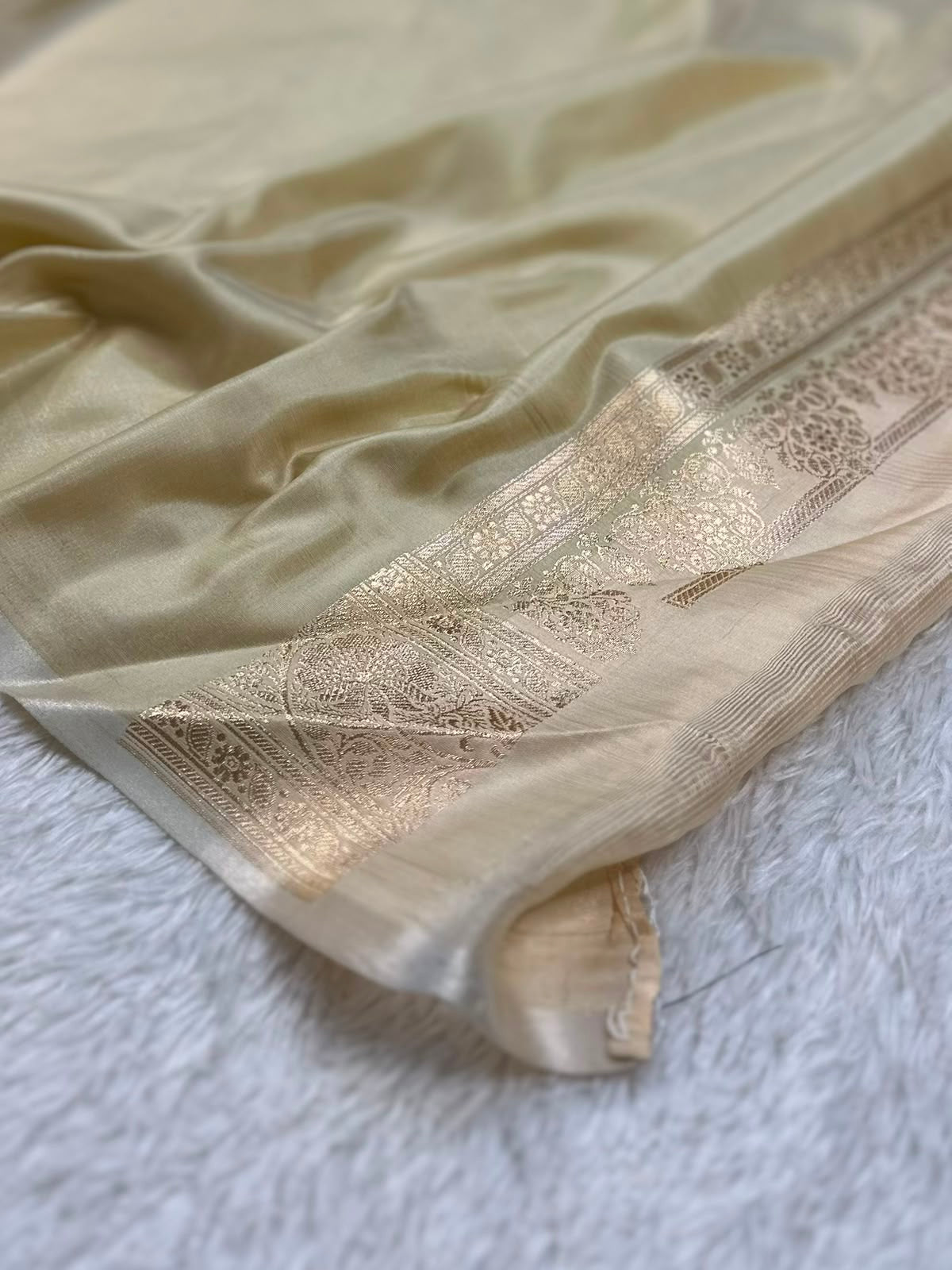 Beige Color Satin Silk Banarasi Saree