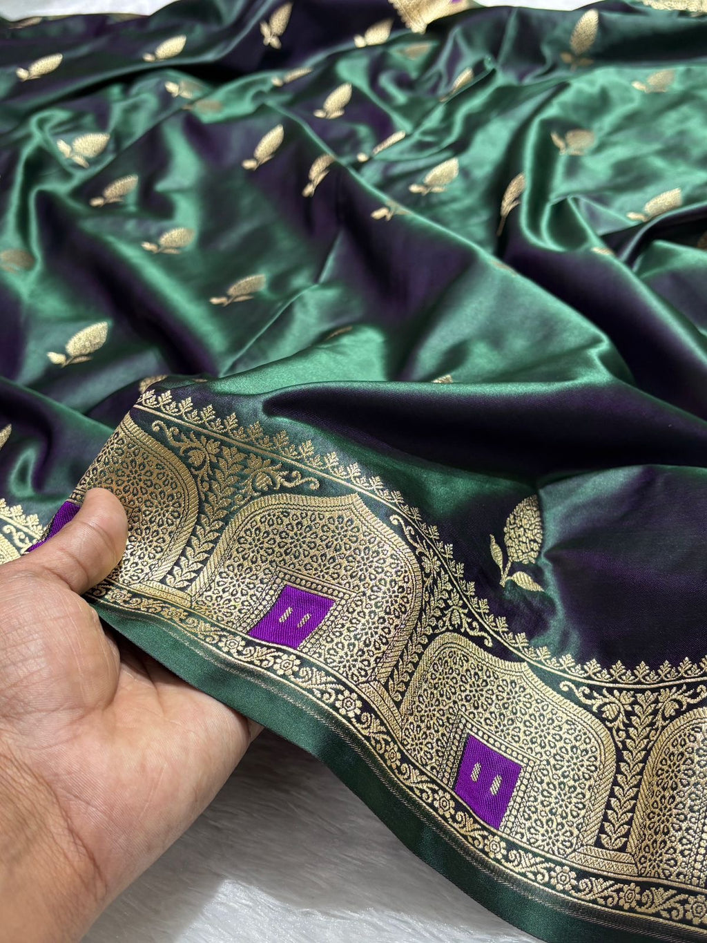 Mashru Banarasi Silk Saree in Buta with Meena Border