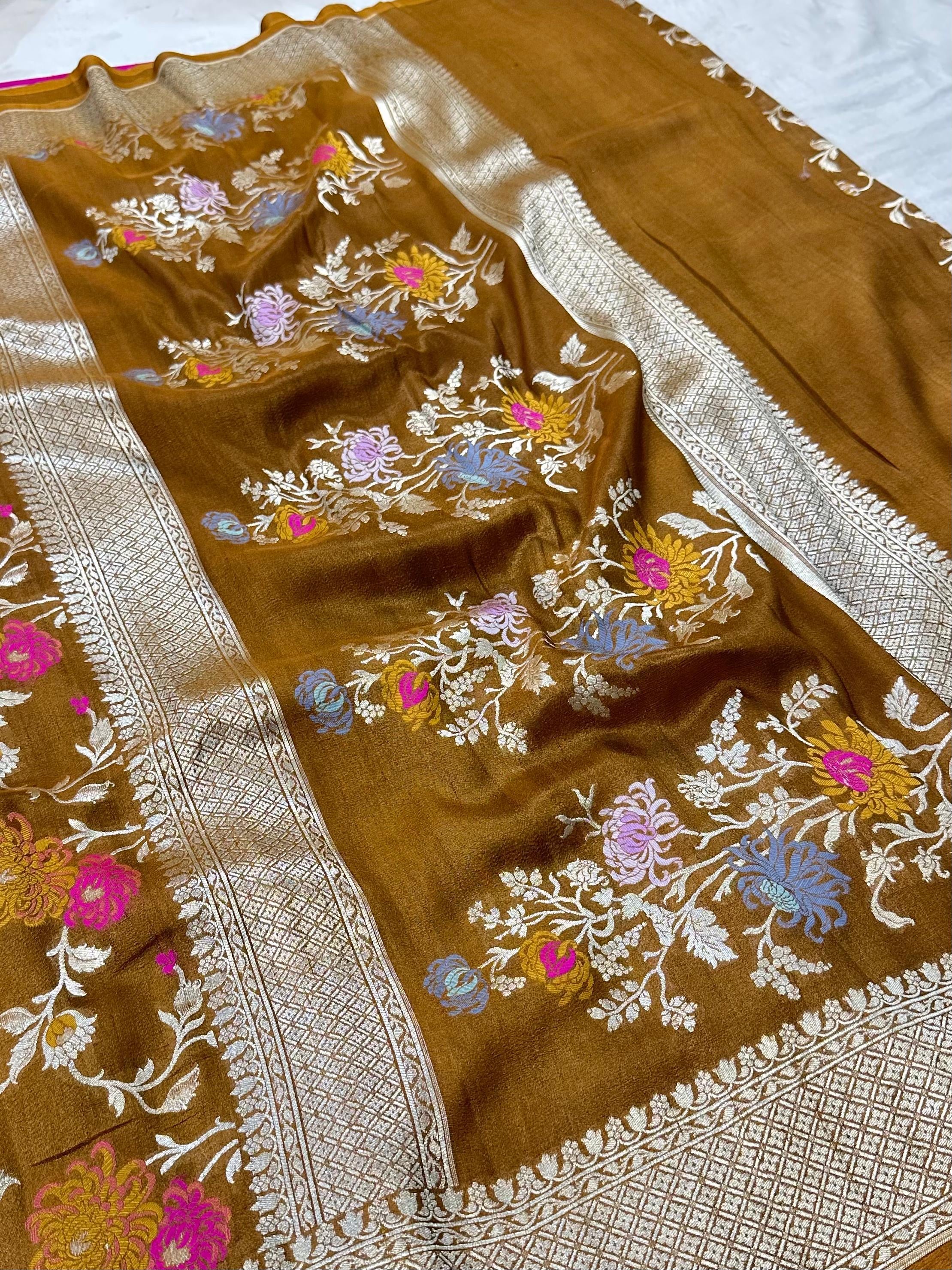 Pure Desi Tussar Meenakari Jangla Pattern