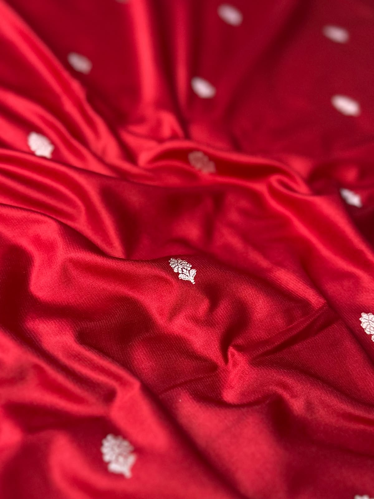 Bridal Red Buta Mashru Silk Banarasi Saree