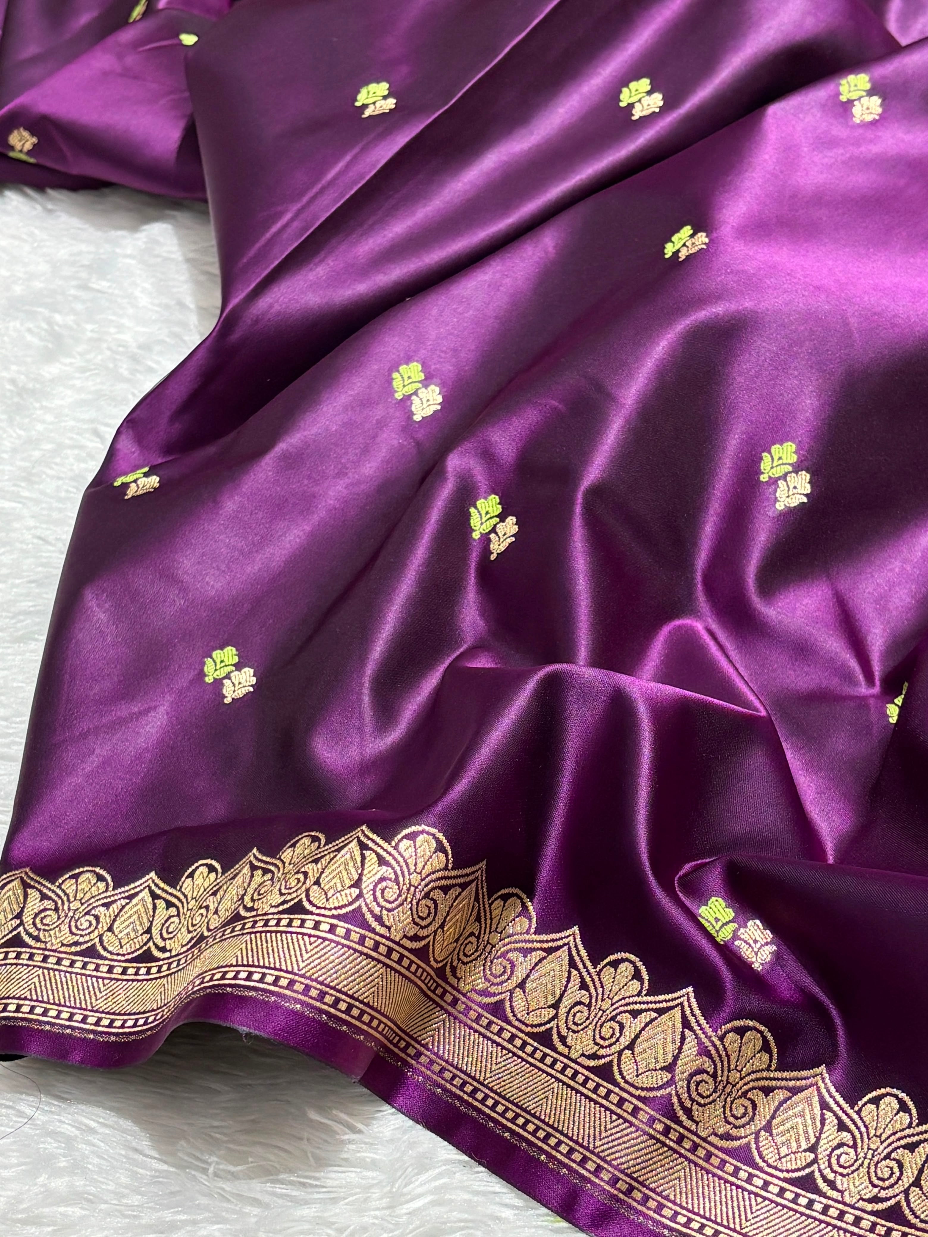 Purple Dot Buta Mashru Silk Banarasi Saree