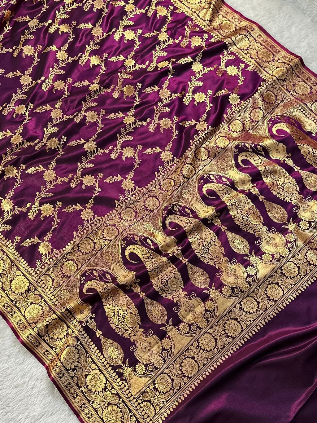 Bridal Wine Satin Silk Jaal Pattern