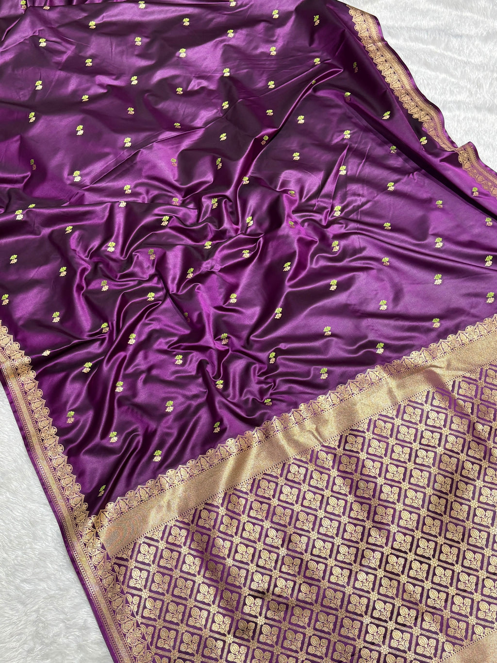 Purple Dot Buta Mashru Silk Banarasi Saree