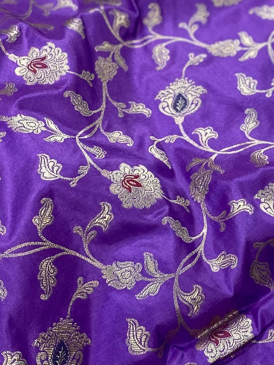 Purple Pure Banarasi Silk Saree – Meenakari Jaal | Authentic Banaras