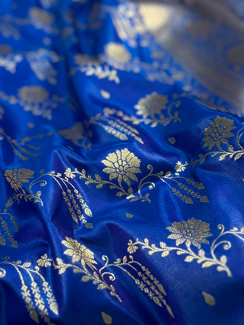 Satin Silk Banarasi Saree in Royal Blue