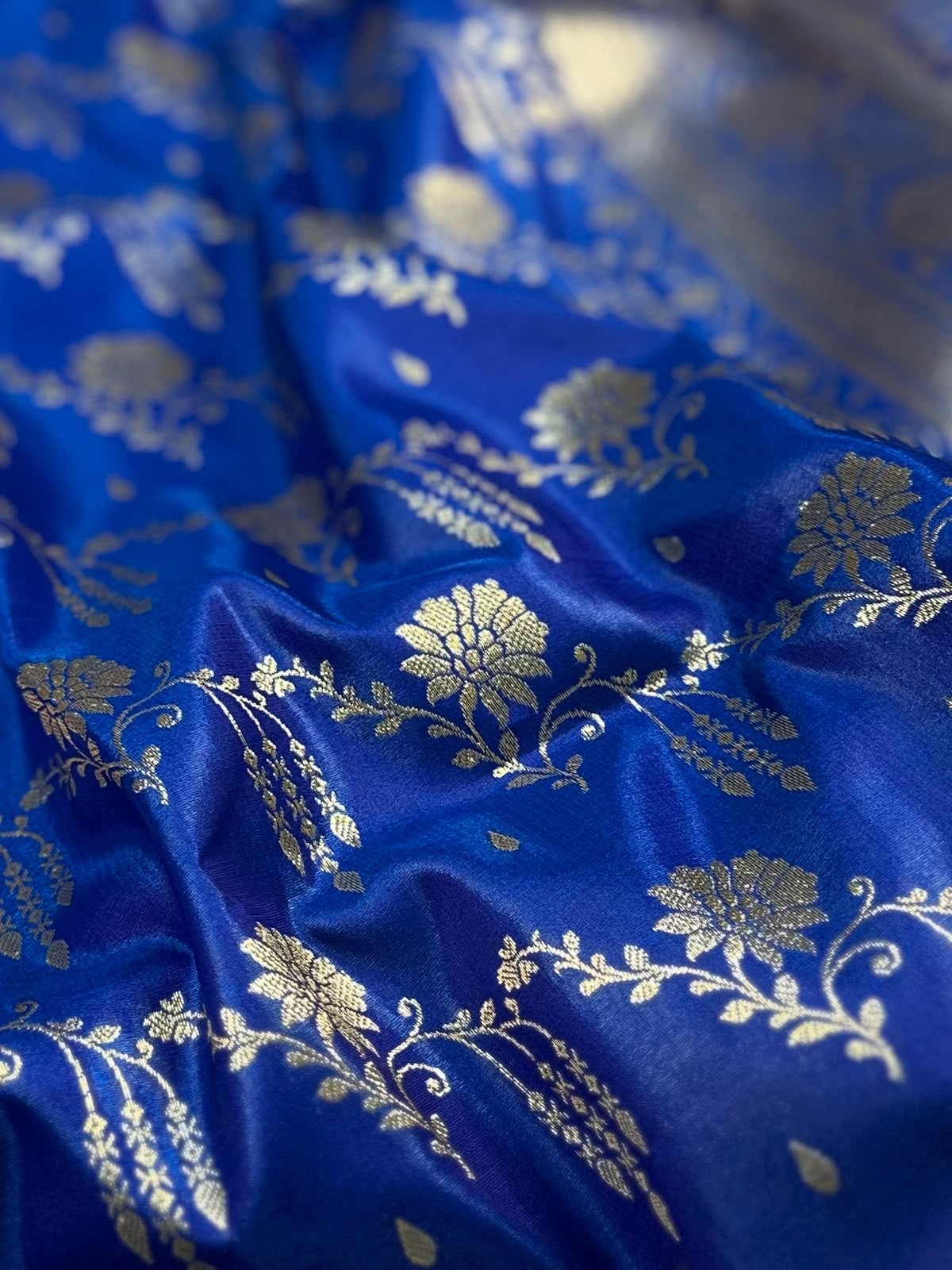 Satin Silk Banarasi Saree in Royal Blue