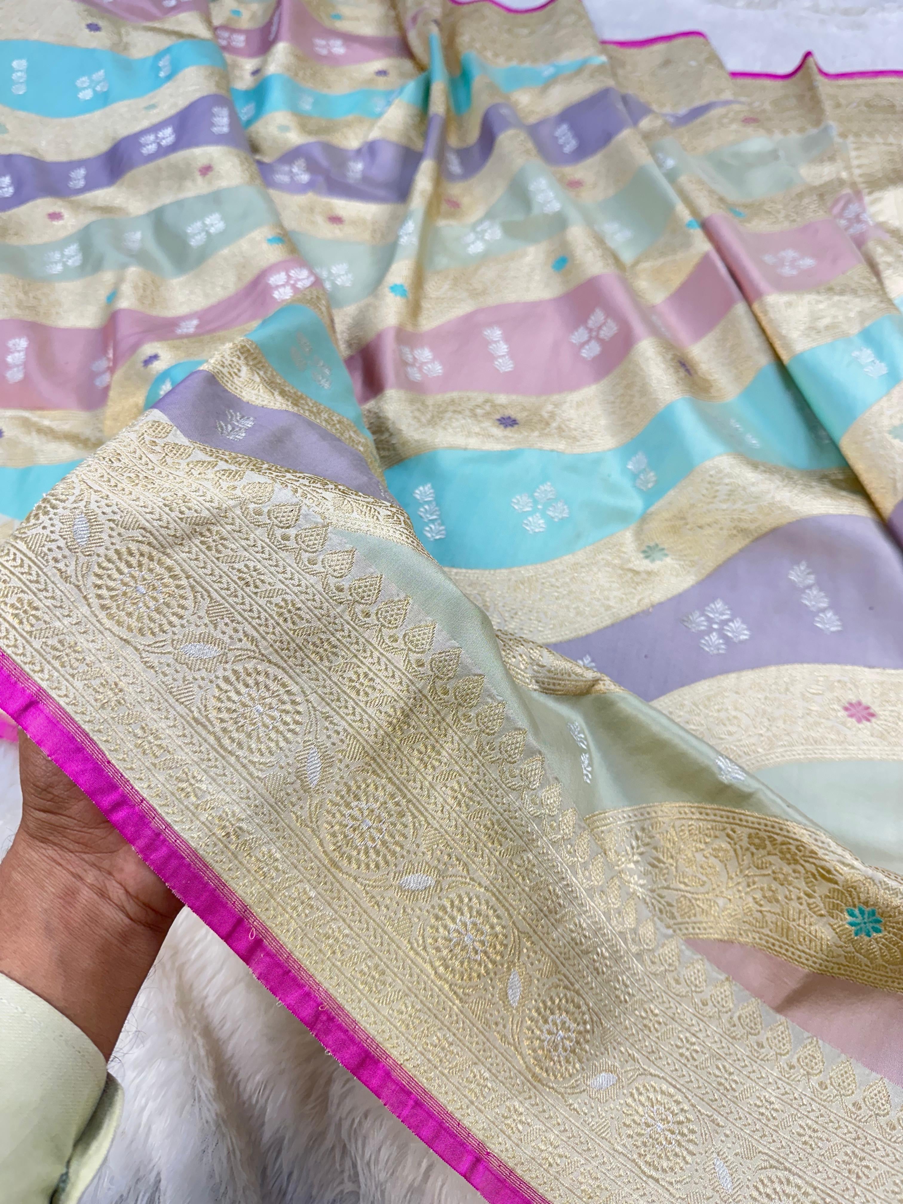 Handwoven Pure Banarasi Rangkaat Silk Saree – Pure Katan Silk | Rangkaat Technique | Luxury Banarasi Saree