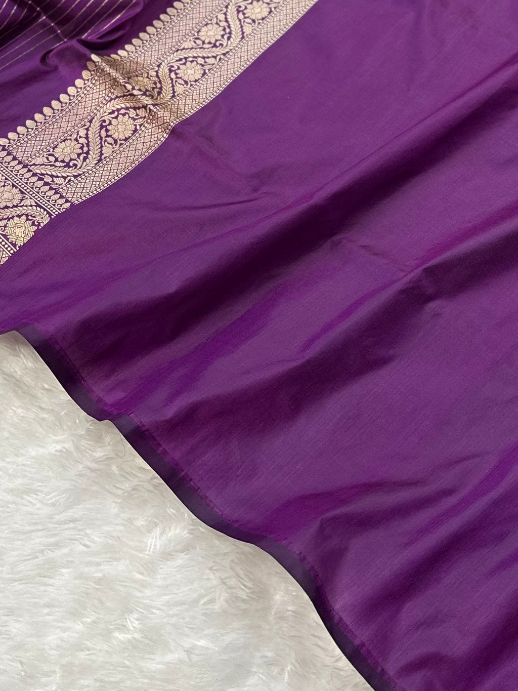 Purple Handwoven Pure katan kadua Banarasi Silk Saree