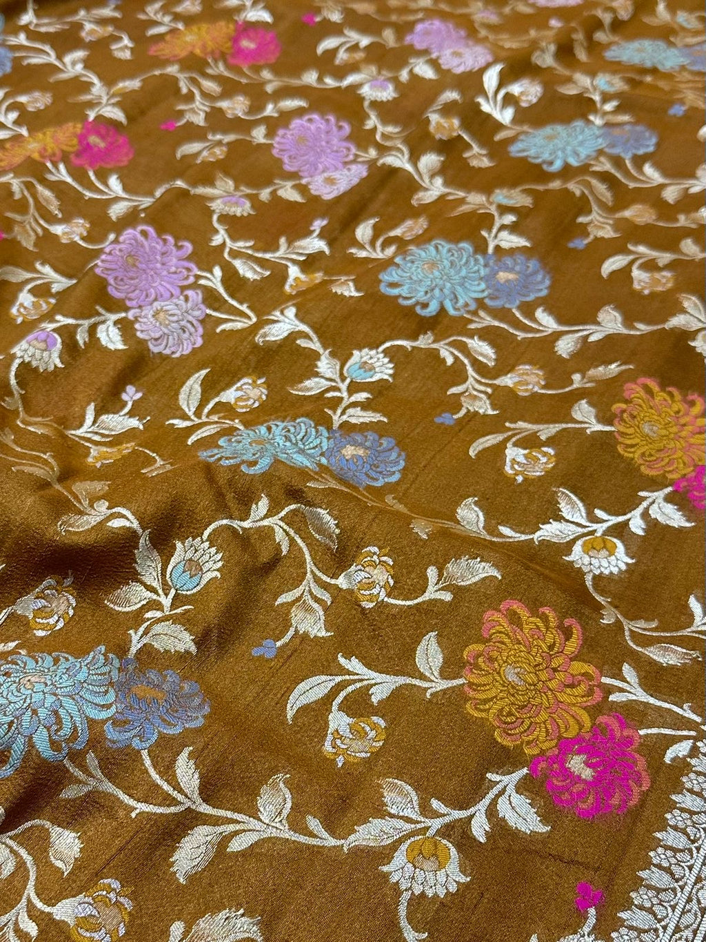 Pure Desi Tussar Meenakari Jangla Pattern