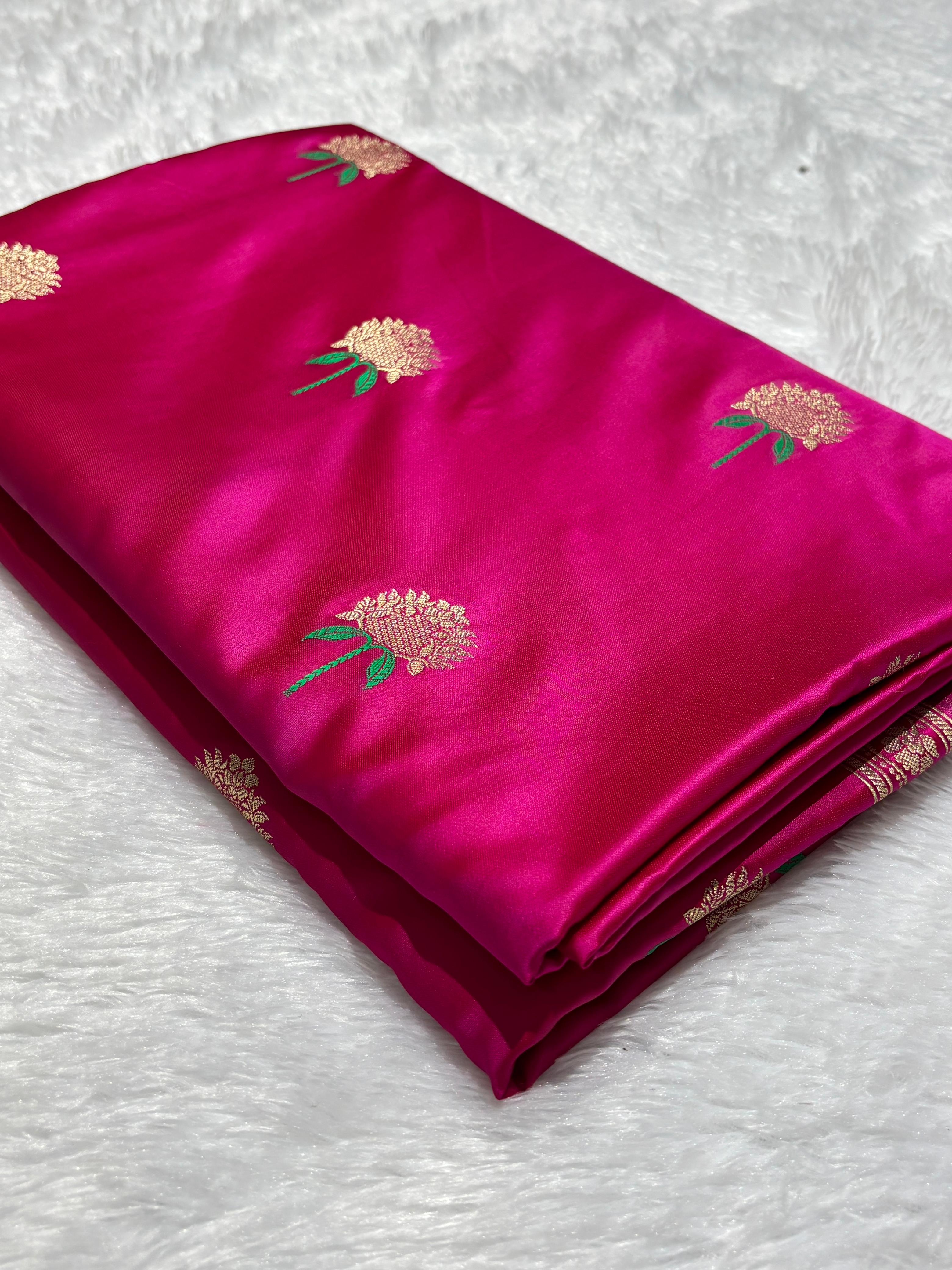 Rani Pink Mashru Silk Banarasi Meena Buta Saree