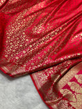 Mashru Banarasi Silk Saree in Red Floral Brocade