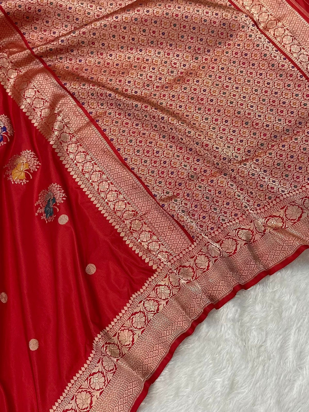Red Handwoven Pure kadua Banarasi Silk Saree