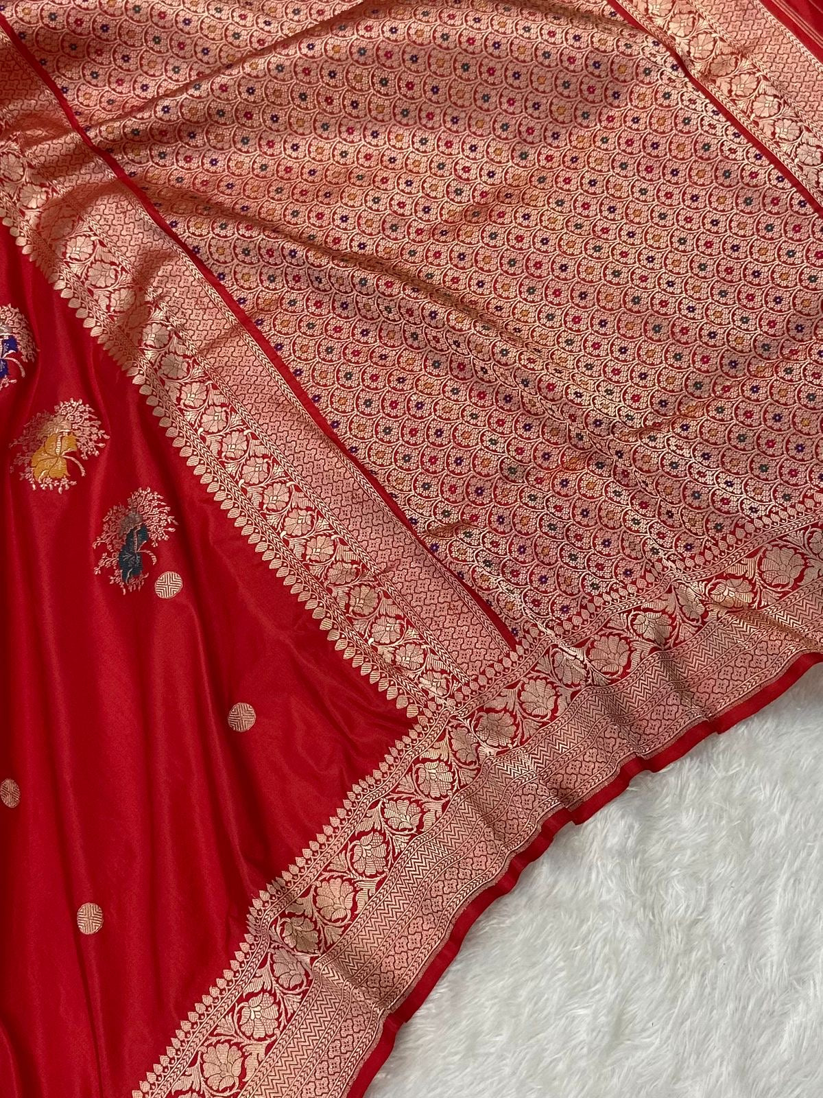 Red Handwoven Pure kadua Banarasi Silk Saree