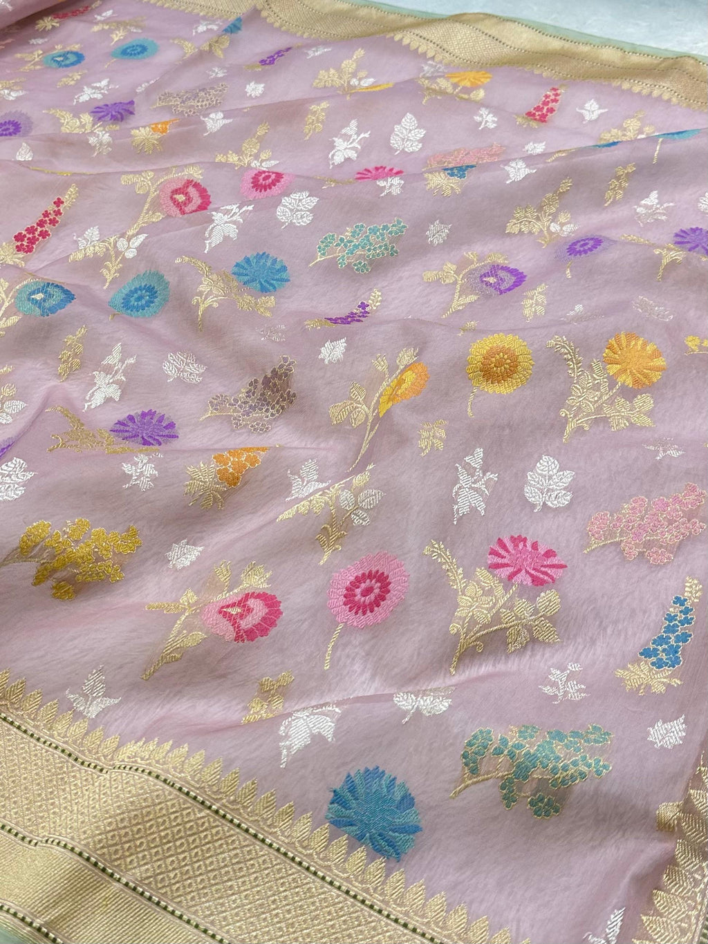 Classic Pure Banarasi Kora Organza Silk Kadua Weave Saree