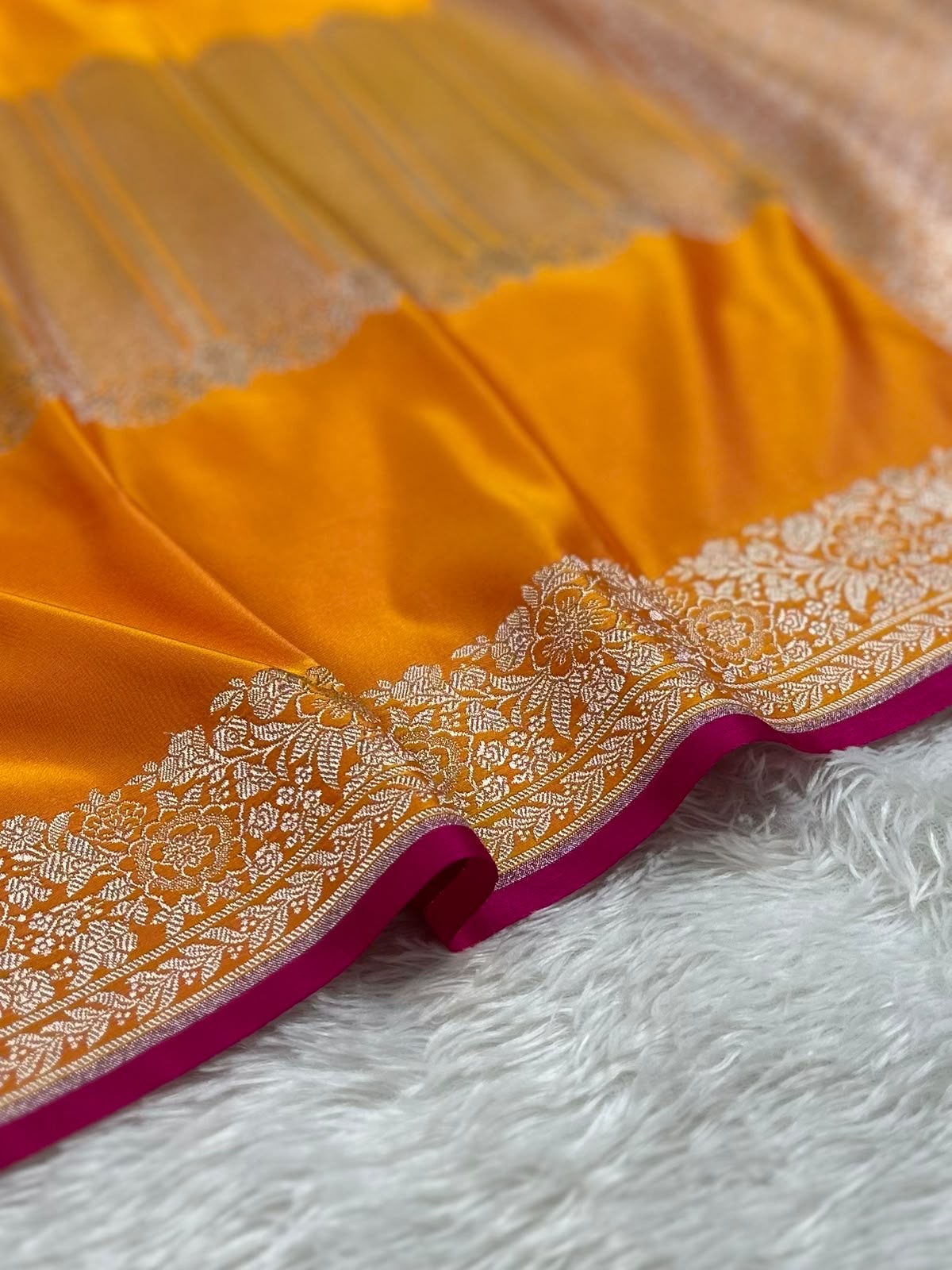 Mustard Yellow Mashru Silk In Mehrab Body