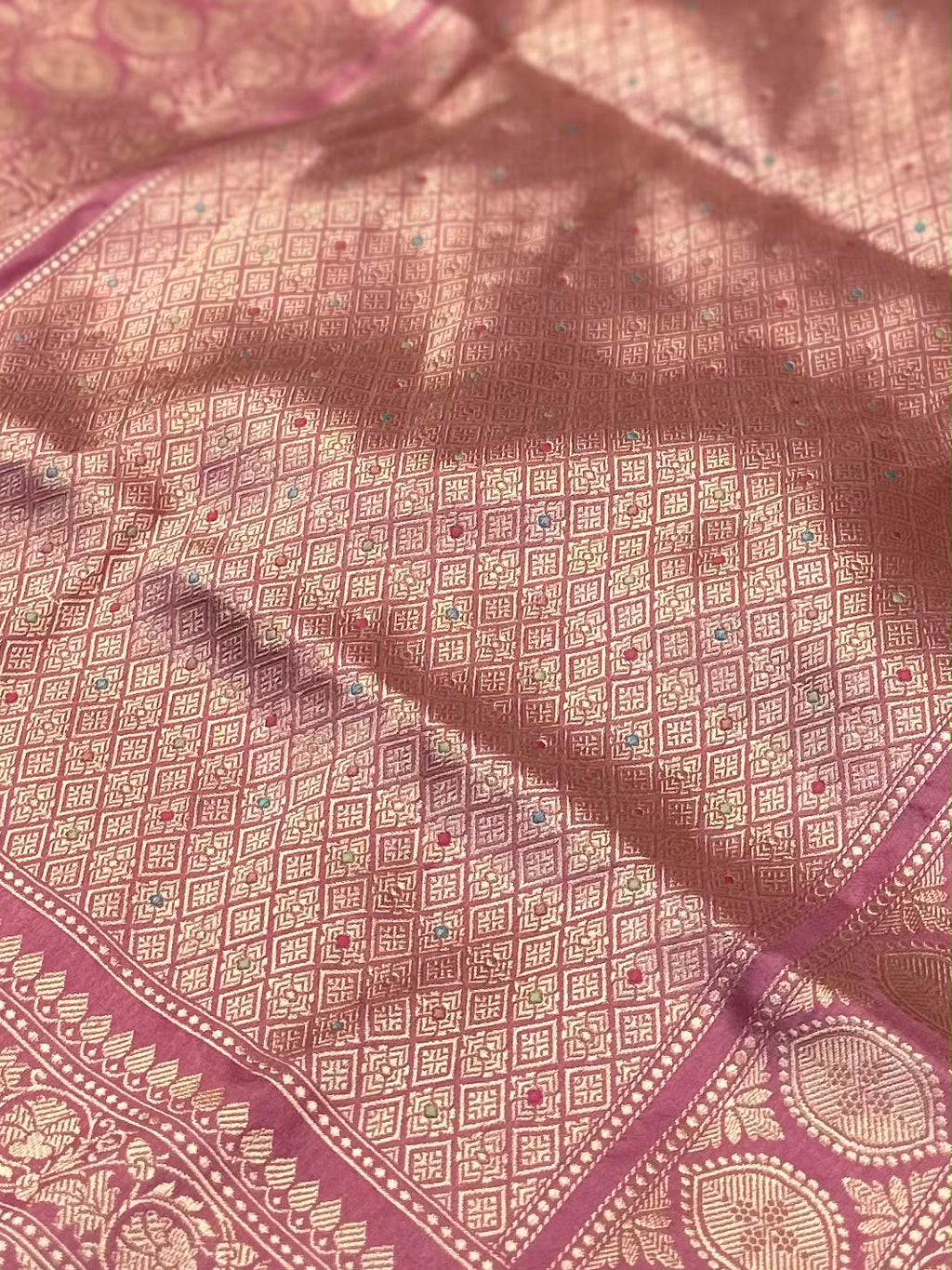 Baby Pink Pure Katan Kadua Banarasi Saree