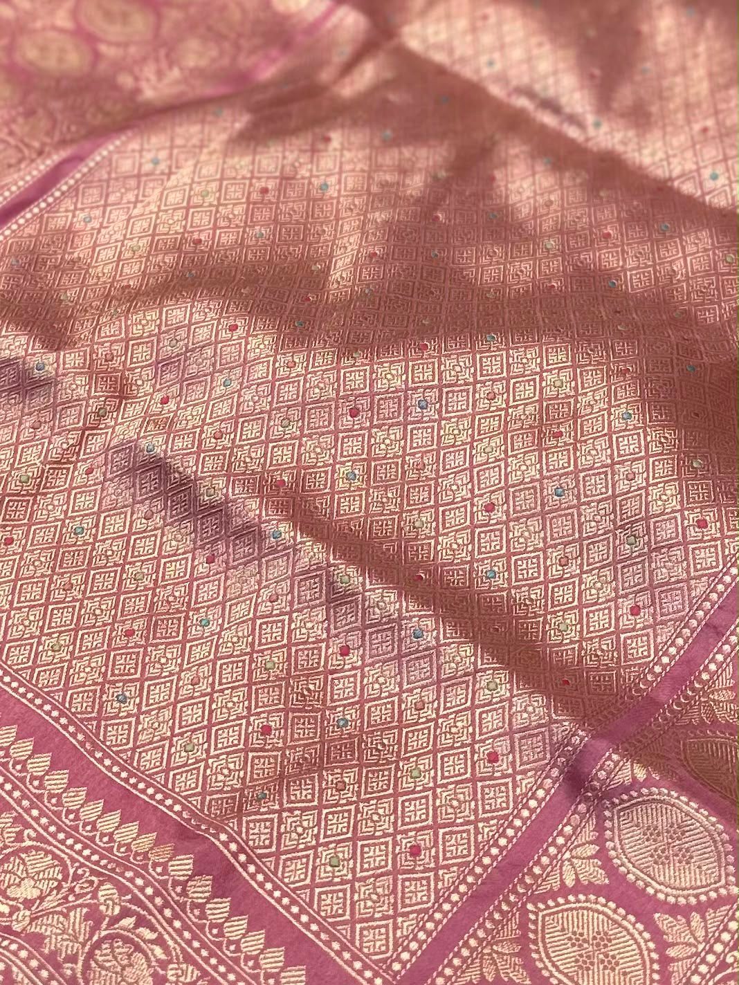 Baby Pink Pure Katan Kadua Banarasi Saree