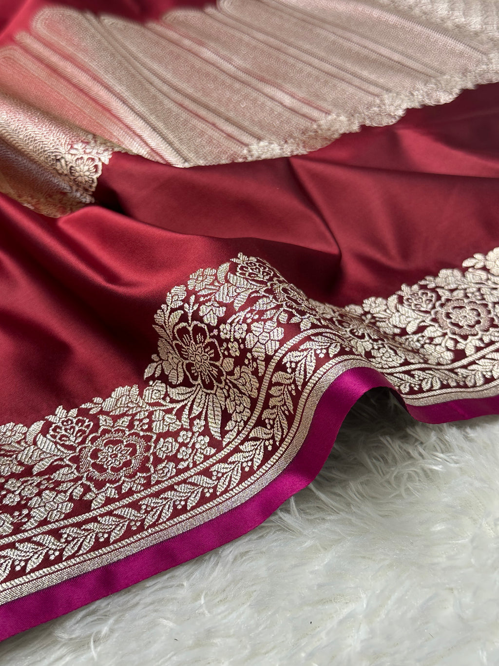 Maroon Color Mashru Silk Banarasi Saree