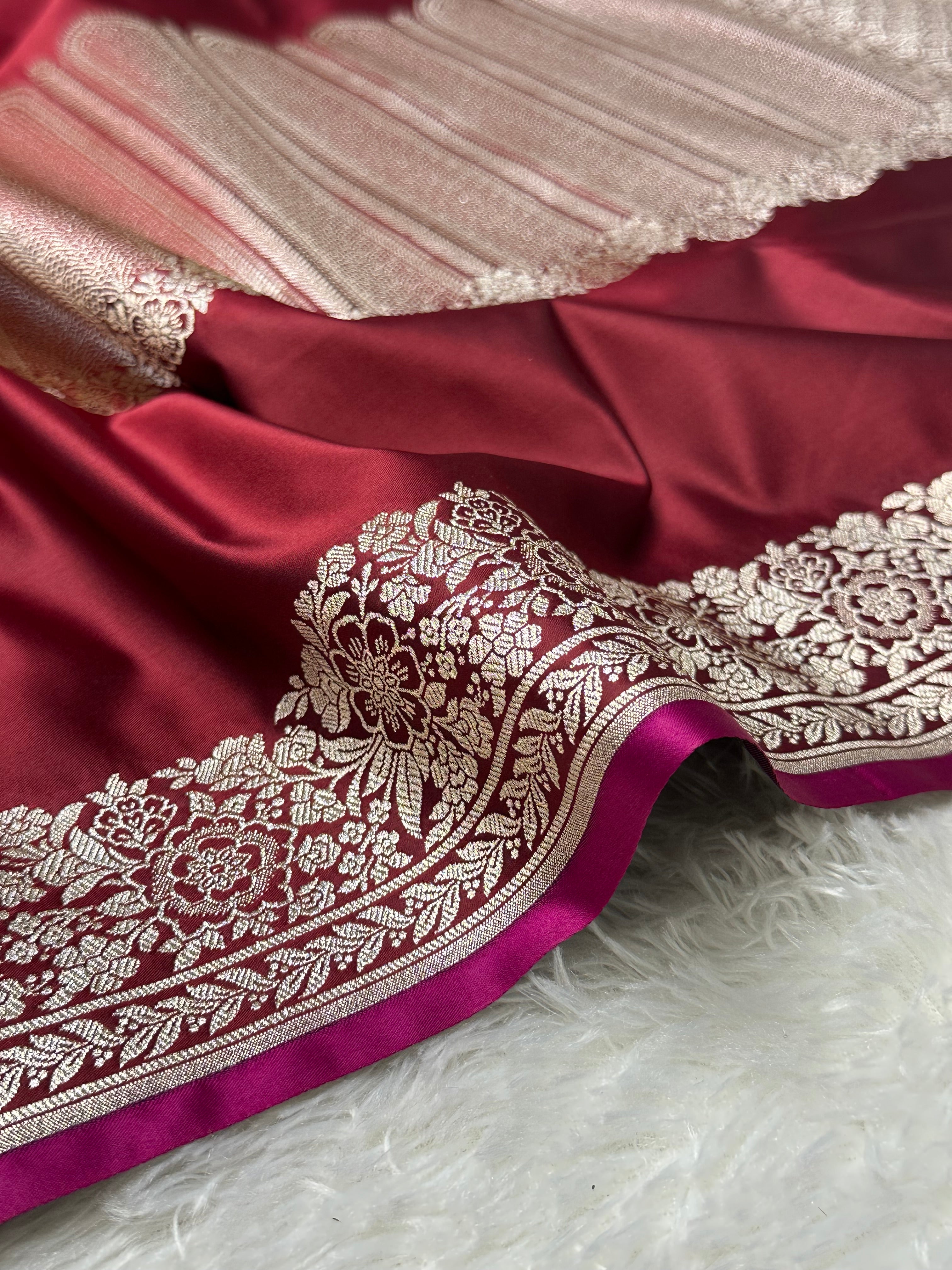 Maroon Color Mashru Silk Banarasi Saree