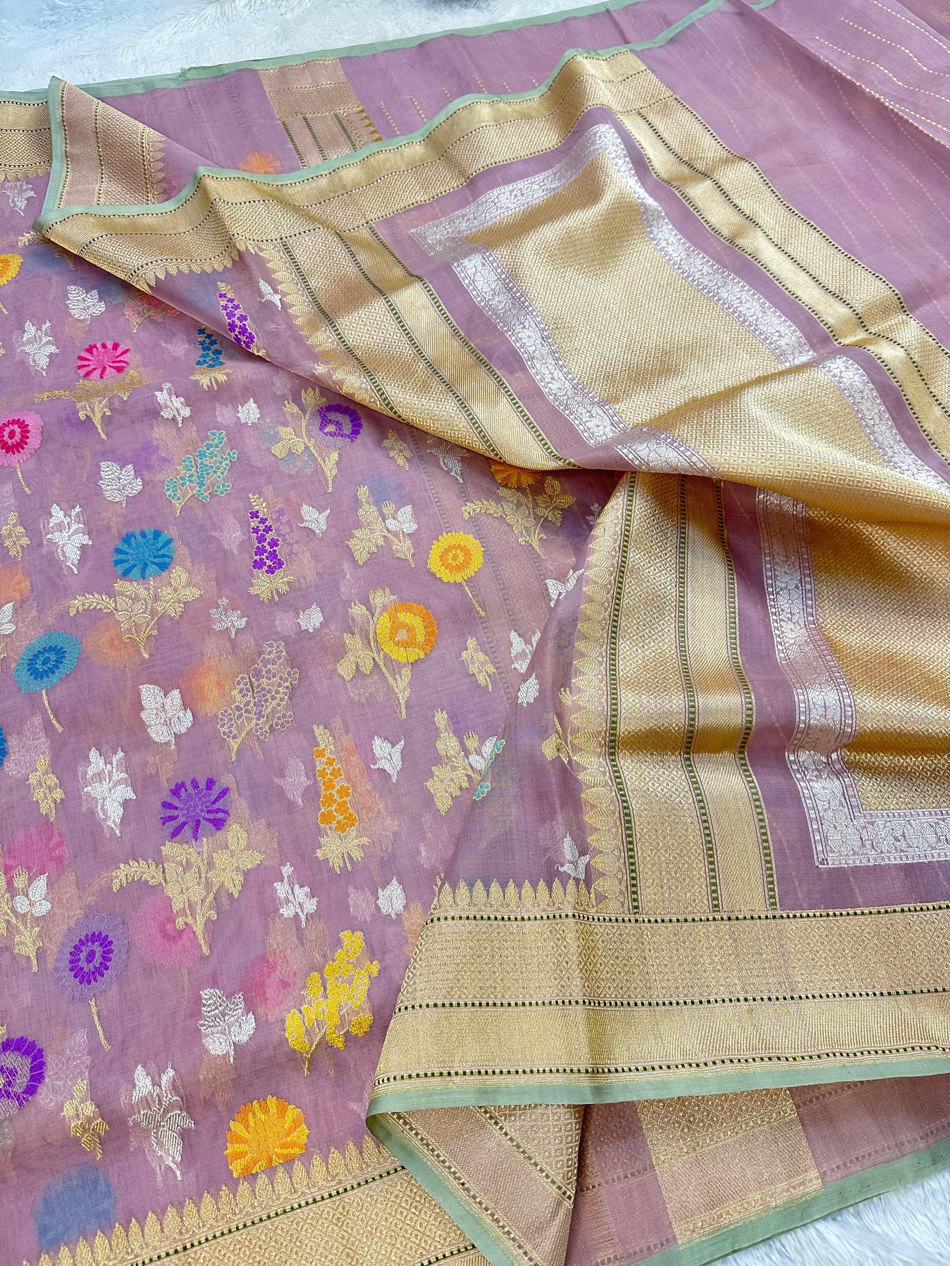 Classic Pure Banarasi Kora Organza Silk Kadua Weave Saree