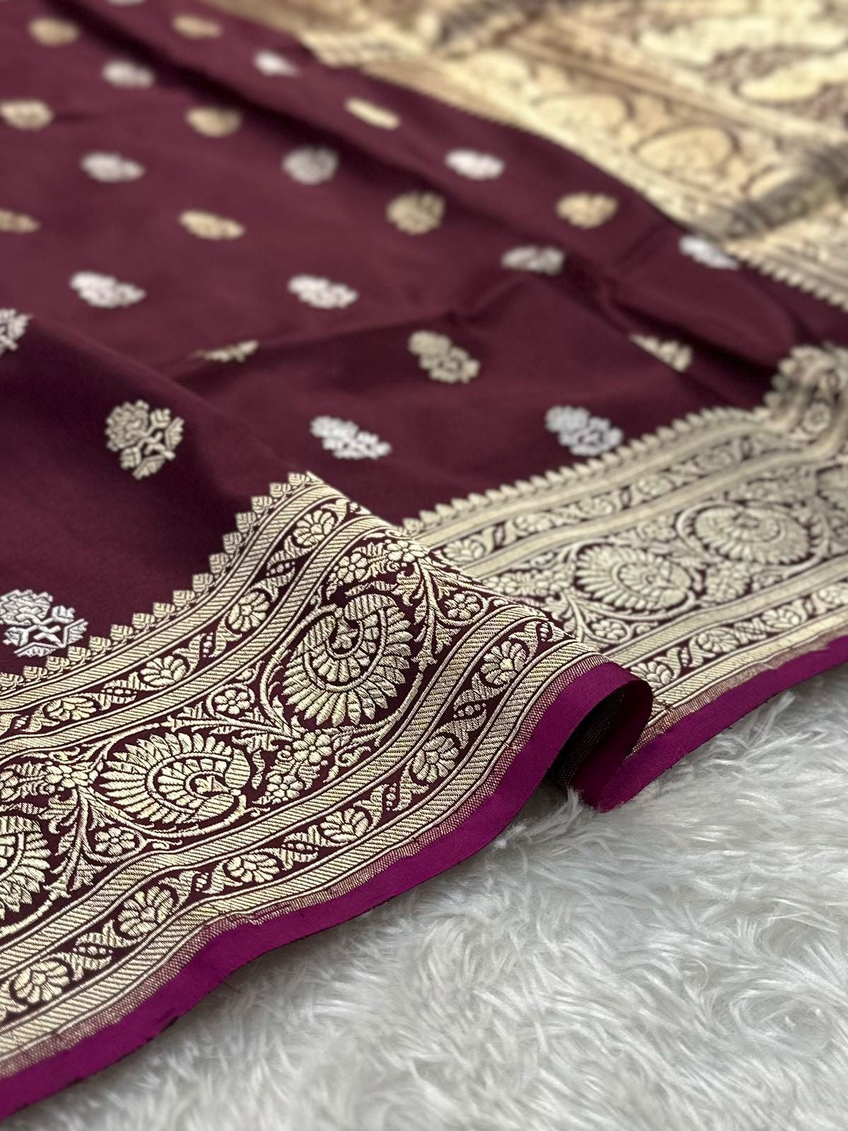Dirty Brown Handwoven Pure katan kadua Sona Rupa Banarasi Silk Saree