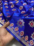 Royal Blue Meena Buta Mashru Silk Banarasi Saree