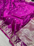 Purple Shade Mashru With Gold Buti Saree and with Grand Pallu