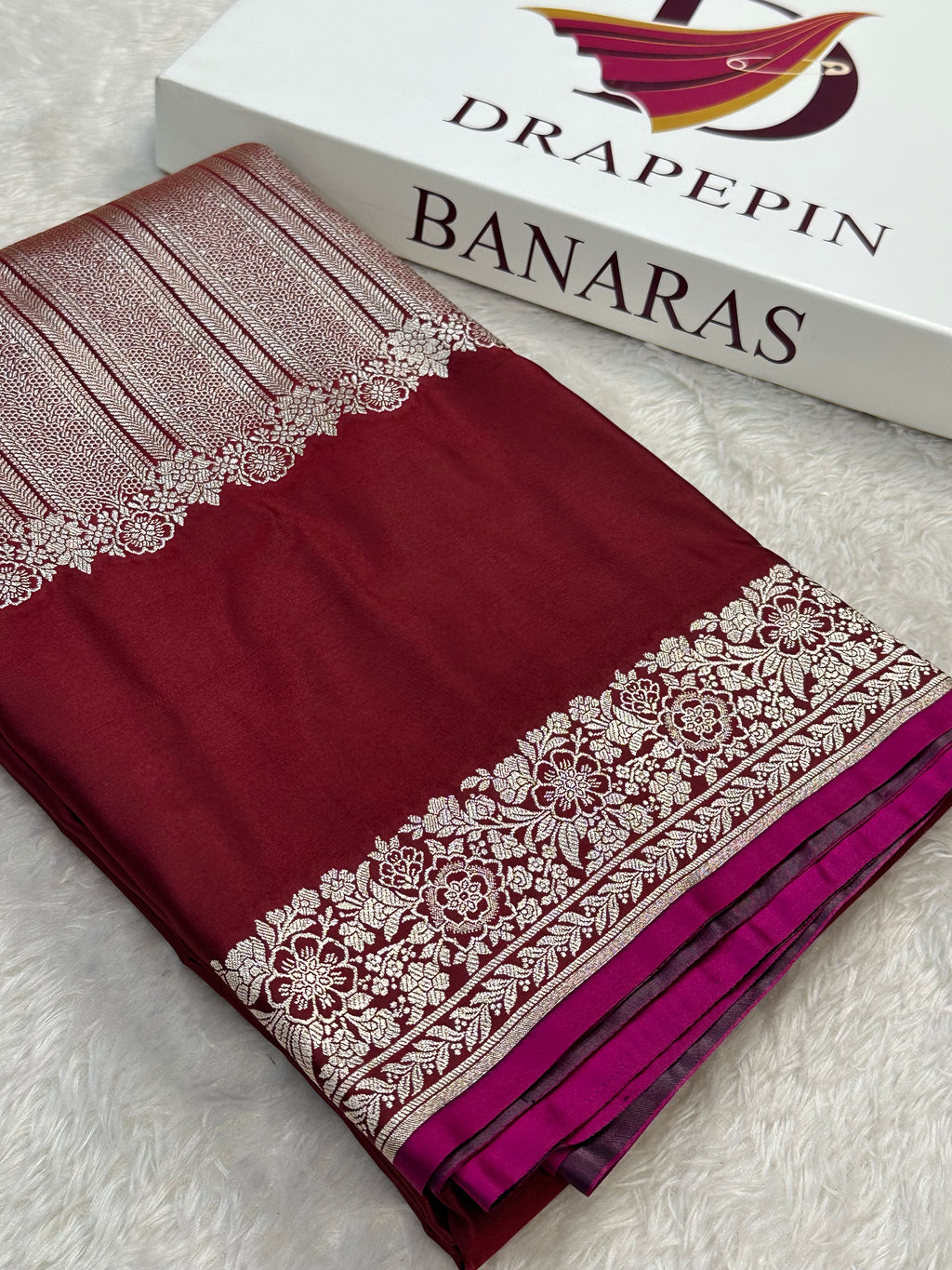 Maroon Color Mashru Silk Banarasi Saree