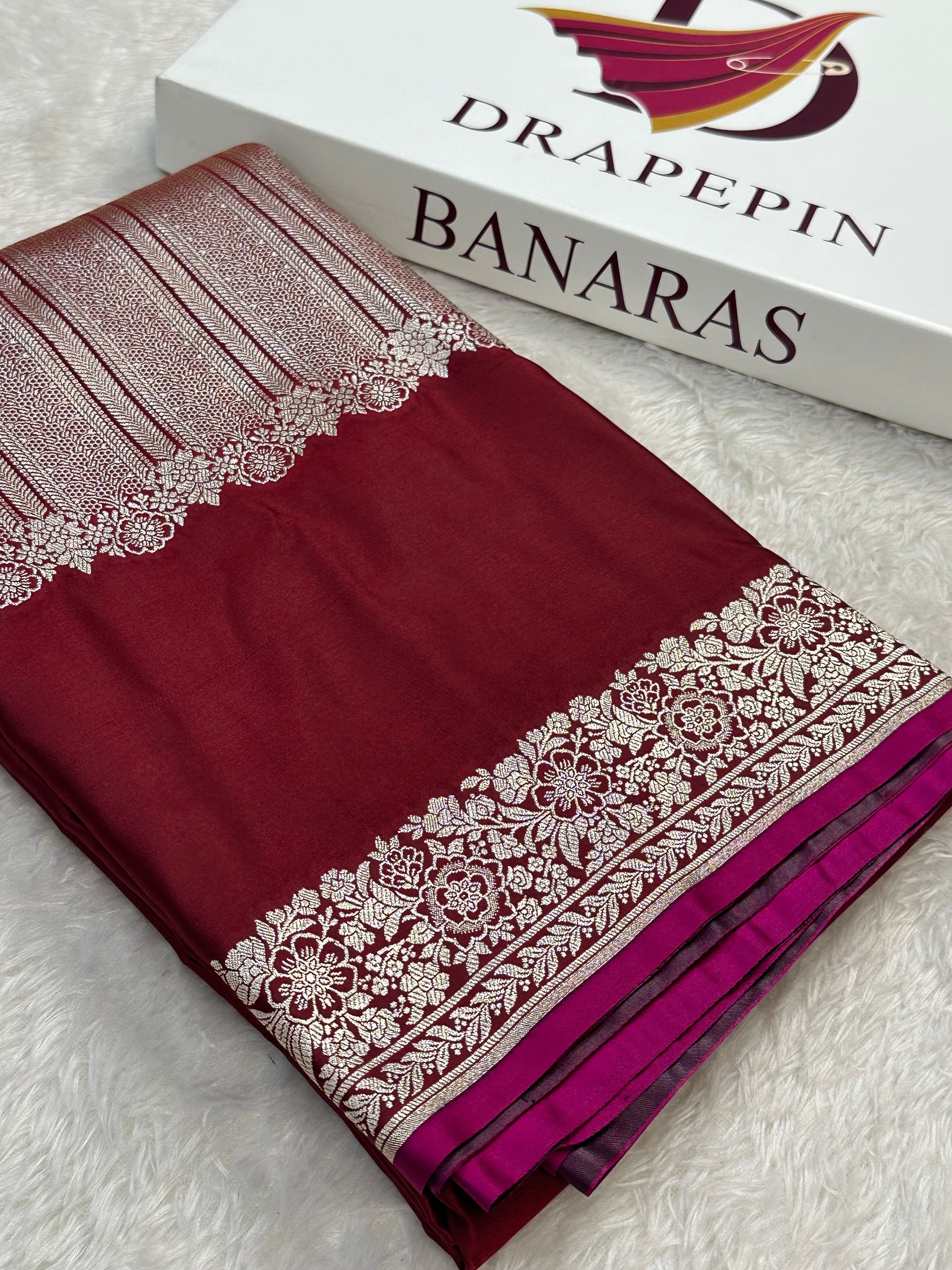 Maroon Color Mashru Silk Banarasi Saree