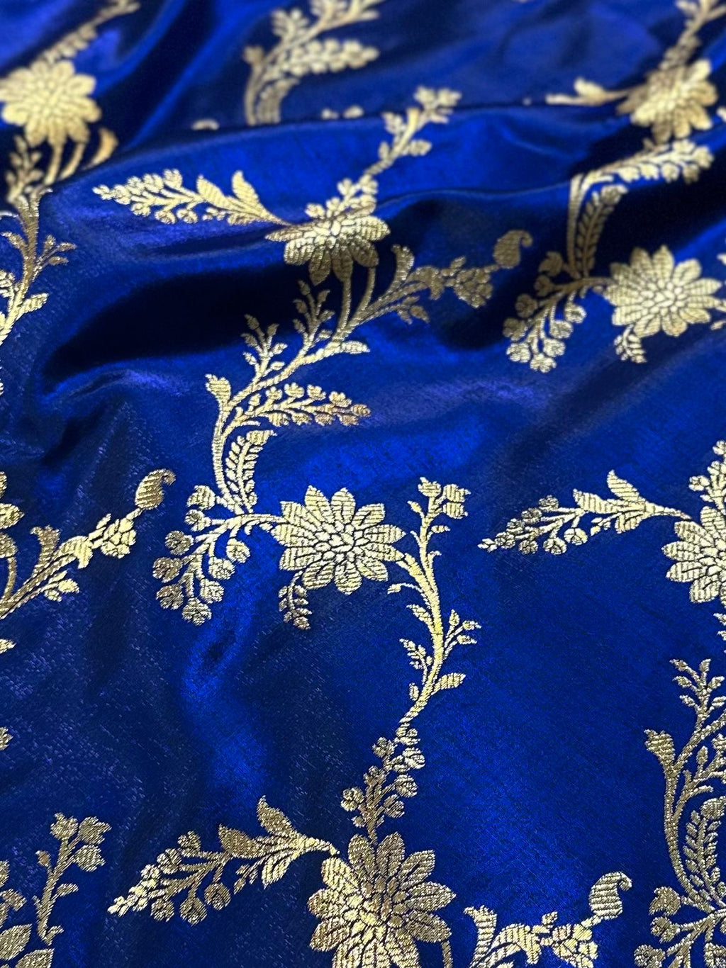 German Blue Sarin Silk Banarasi Saree