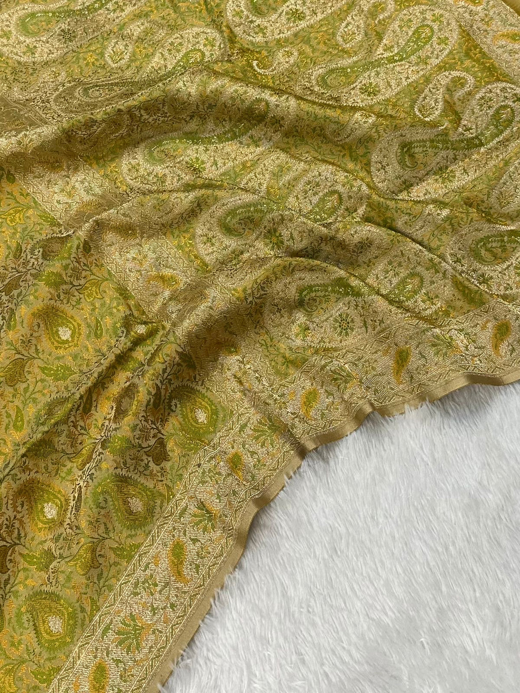 Jamawar Meenedar Buti Satin Katan Silk Banarasi Saree