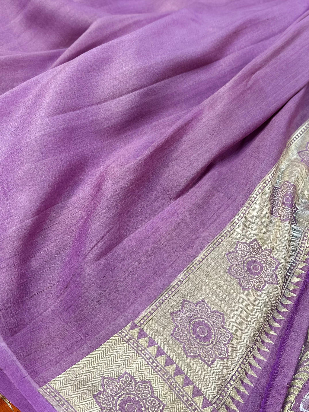 Pure Desi Tussar Lavender Meenakari Jangla Pattern